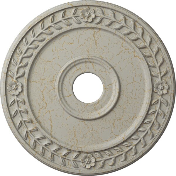Ekena Millwork Wreath Ceiling Medallion (Canopies up to 6"), 21 1/8"OD x 3 5/8"ID x 7/8"P, Pot of Cream Crackle CM21WRPCC - main